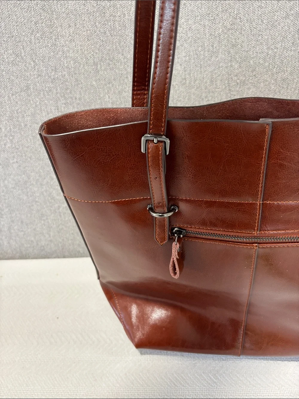 🩵Classic Brown genuine Leather Tote Bag - Women's Everyday Shoulder Bag